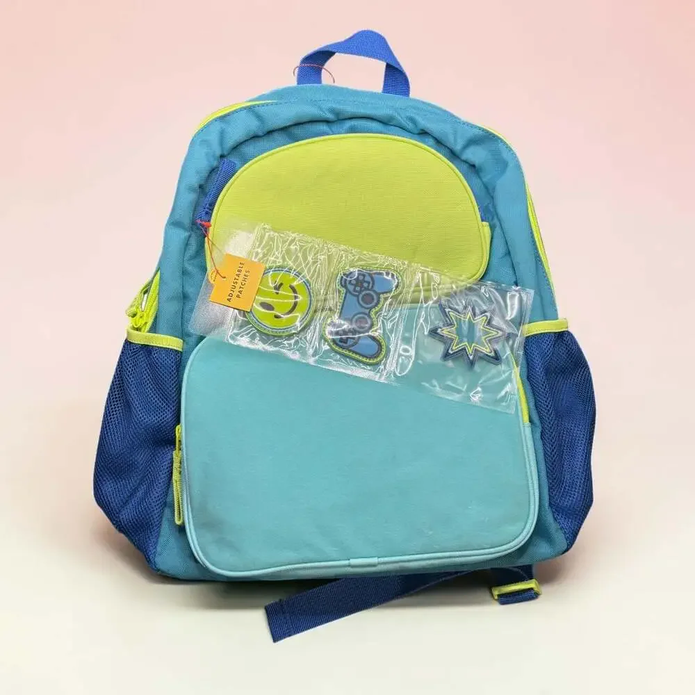 Cat & Jack Kids Adjustable Patch Backpack in Blue and Green